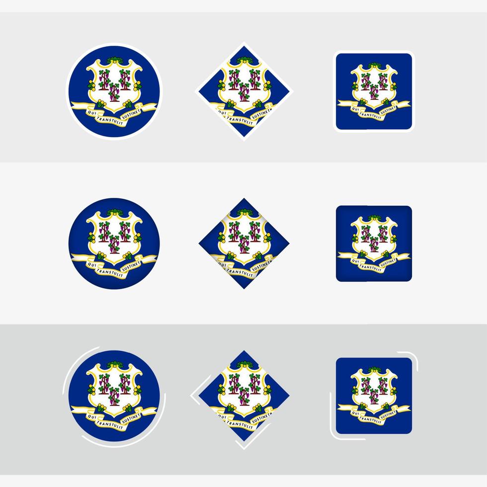 Connecticut flag icons set, vector flag of Connecticut.