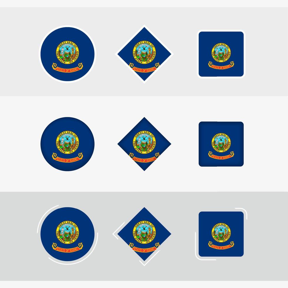 Idaho flag icons set, vector flag of Idaho.