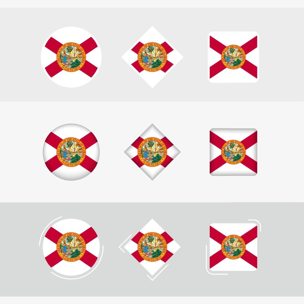 Florida flag icons set, vector flag of Florida.