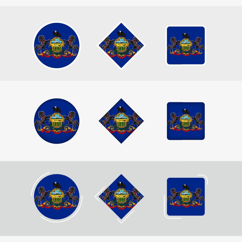 Pennsylvania flag icons set, vector flag of Pennsylvania.