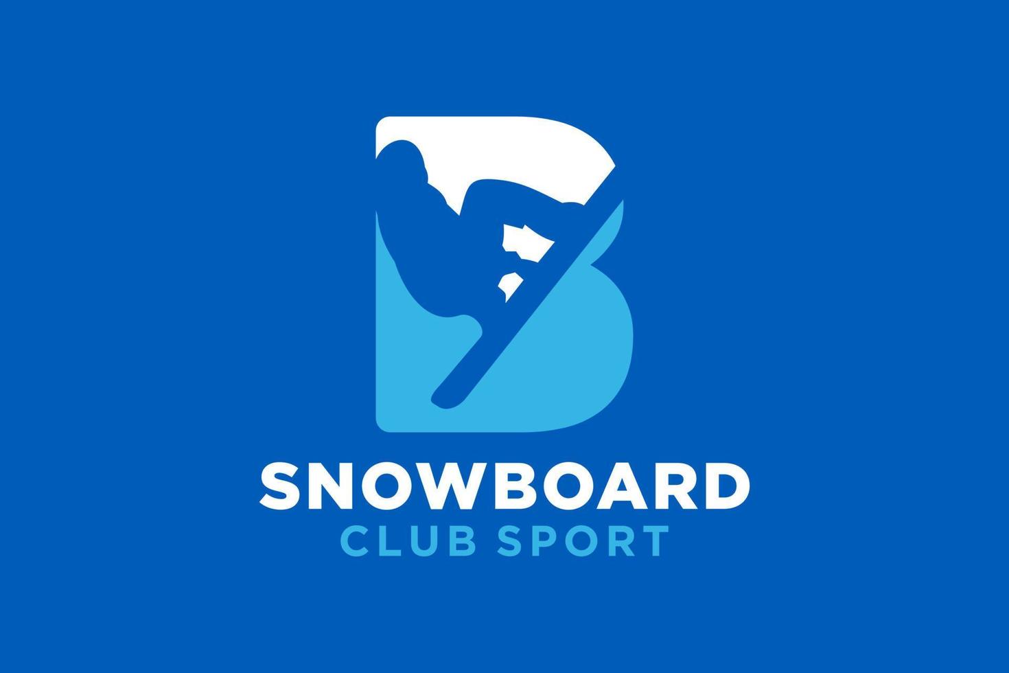 Vector initials letter B with snowboard creative geometric modern logo design.