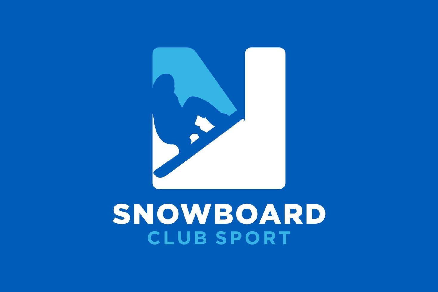 vector iniciales letra norte con tabla de snowboard creativo geométrico moderno logo diseño.