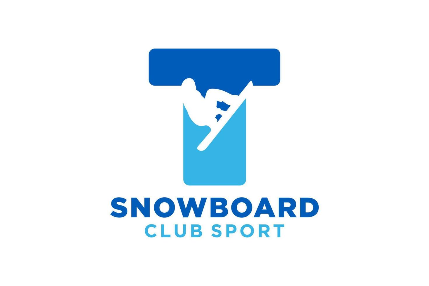 Vector initials letter T with snowboard creative geometric modern logo design.