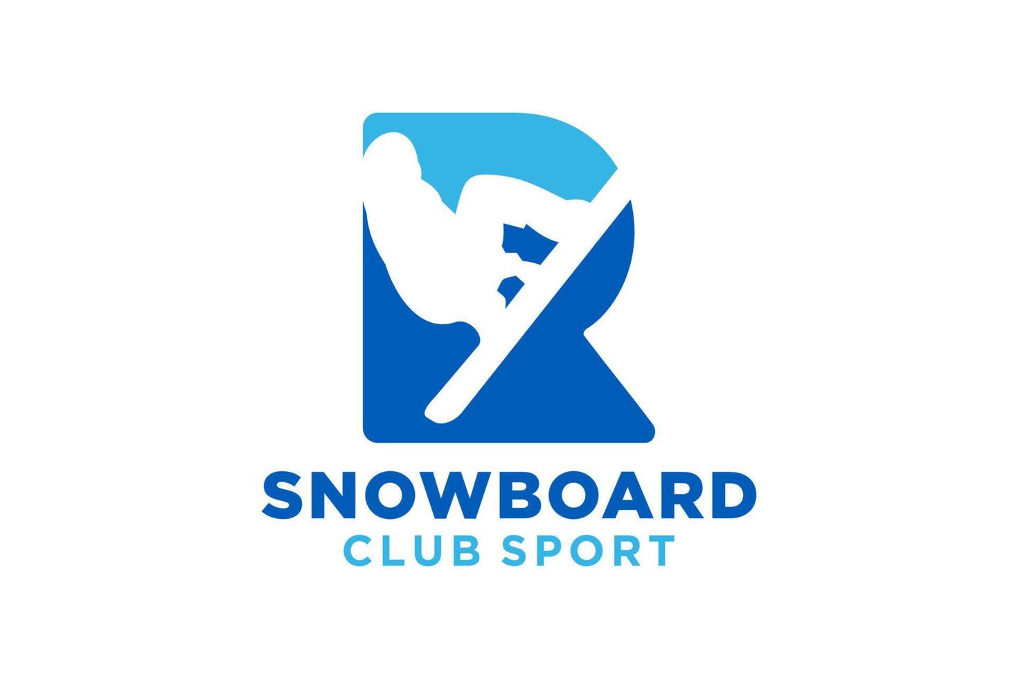 vector iniciales letra r con tabla de snowboard creativo geométrico moderno logo diseño.