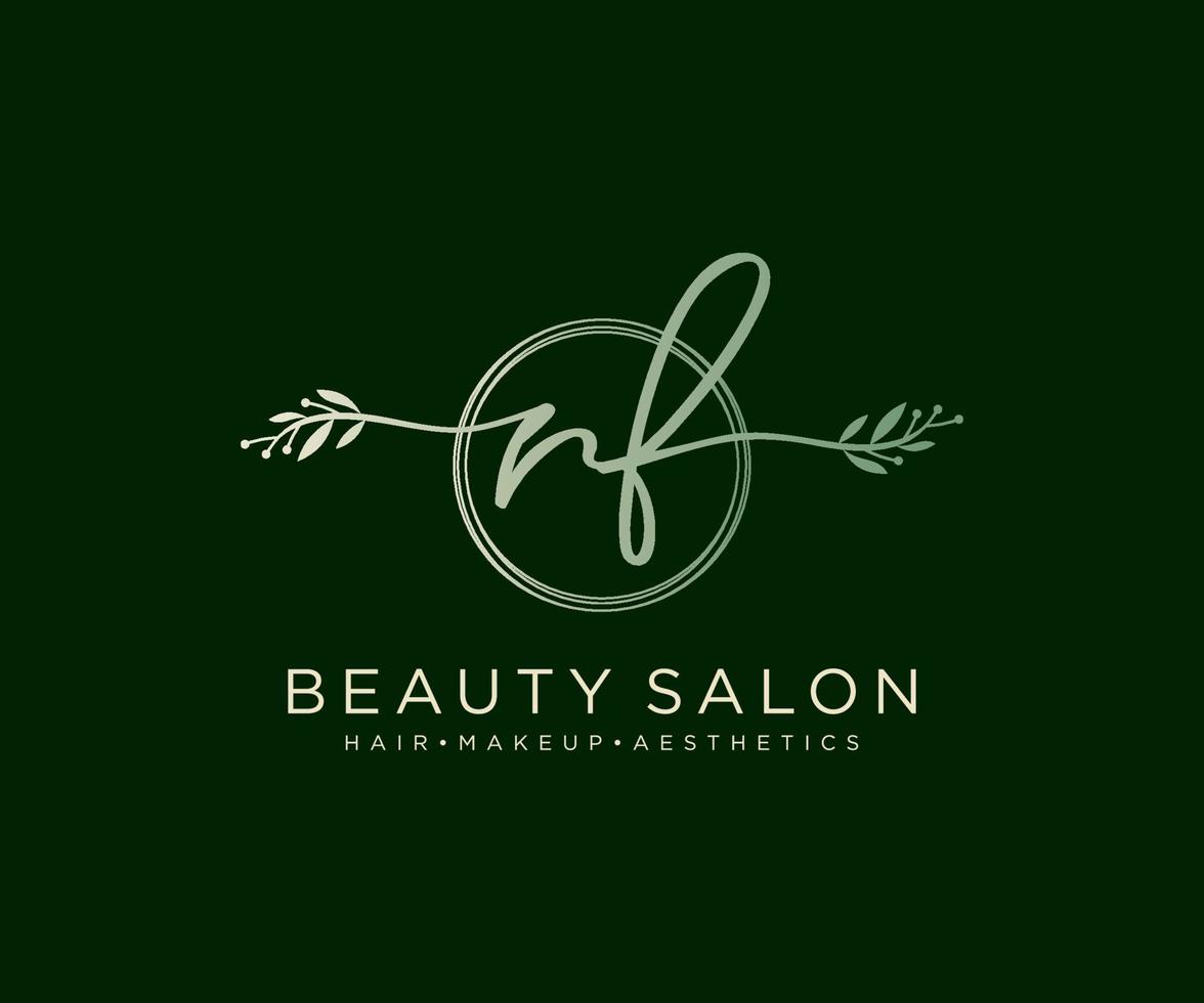 Initial RF feminine logo collections template. handwriting logo of initial signature, wedding, fashion, jewerly, boutique, floral and botanical with creative template for any company or business. vector