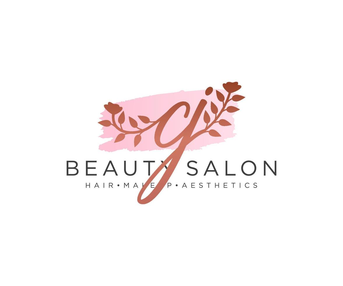Initial CJ feminine logo collections template. handwriting logo of initial signature, wedding, fashion, jewerly, boutique, floral and botanical with creative template for any company or business. vector