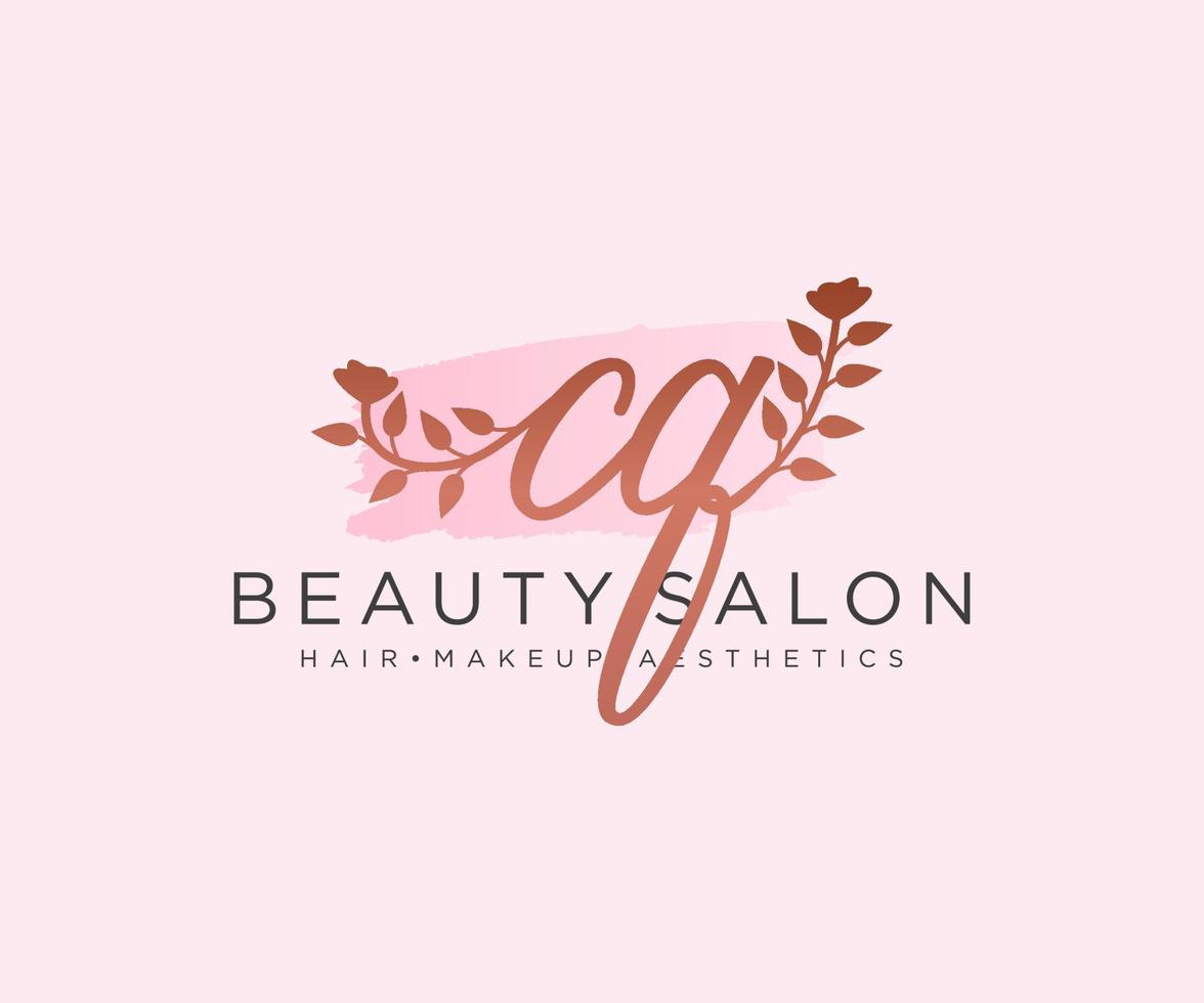 Initial CQ feminine logo collections template. handwriting logo of initial signature, wedding, fashion, jewerly, boutique, floral and botanical with creative template for any company or business. vector