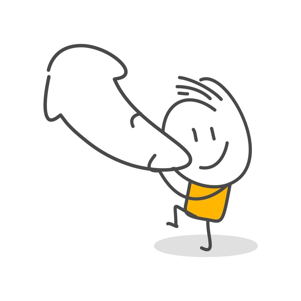 Stick figures. Arrow Steering Post. Hand drawn doodle line art cartoon design character. vector