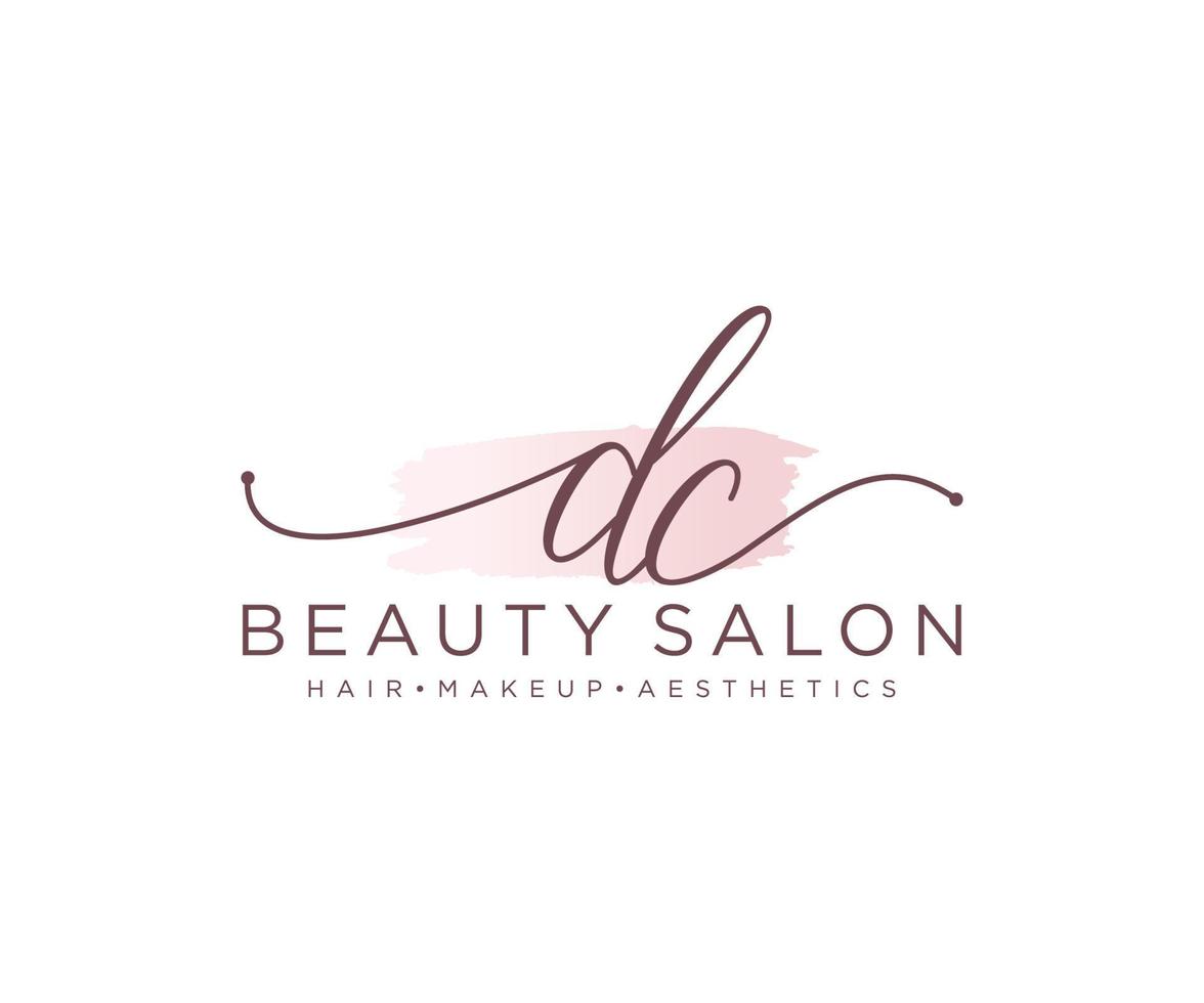 Initial DC feminine logo collections template. handwriting logo of initial signature, wedding, fashion, jewerly, boutique, floral and botanical with creative template for any company or business. vector