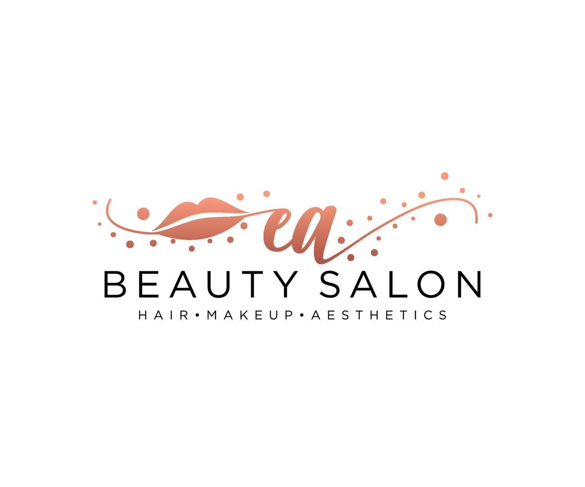 Initial EA feminine logo collections template. handwriting logo of initial signature, wedding, fashion, jewerly, boutique, floral and botanical with creative template for any company or business. vector