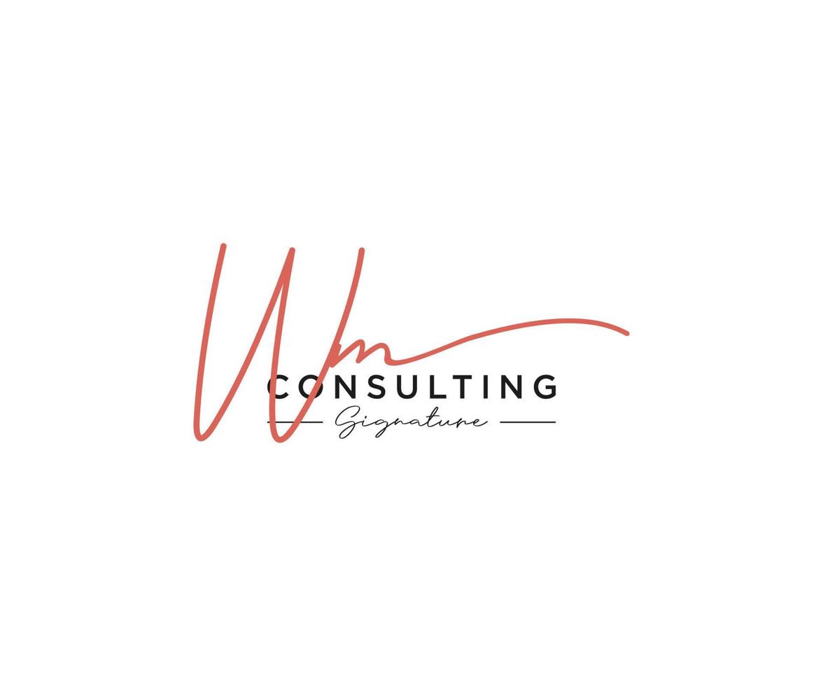 Initial WM signature logo collection template vector. Hand drawn Calligraphy lettering Vector illustration.