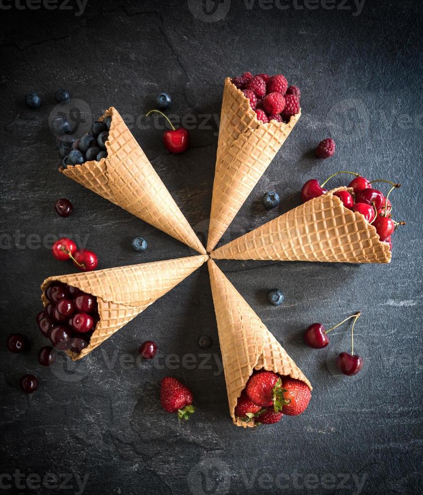 Fresh berry fruits in the cones photo