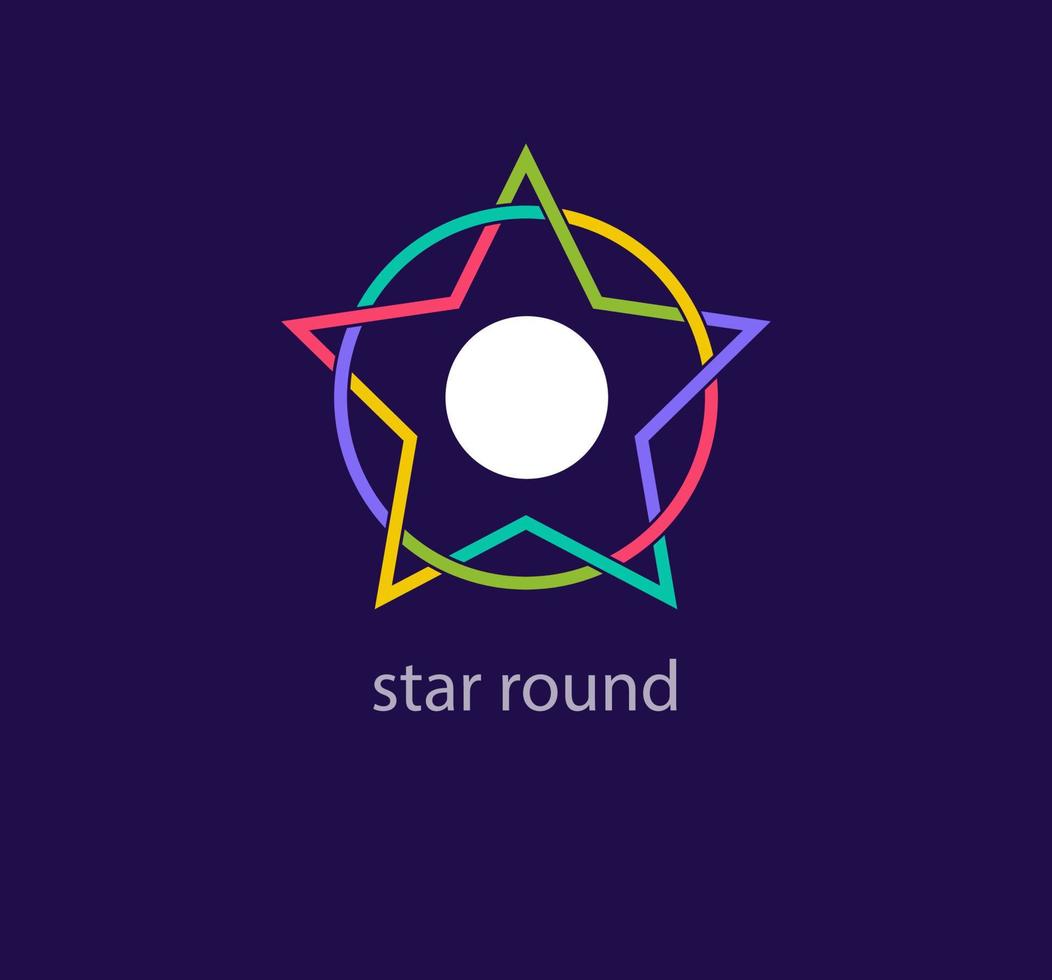 Star and intertwined round logo. Unique color transitions. Geometric creative logo template. vector