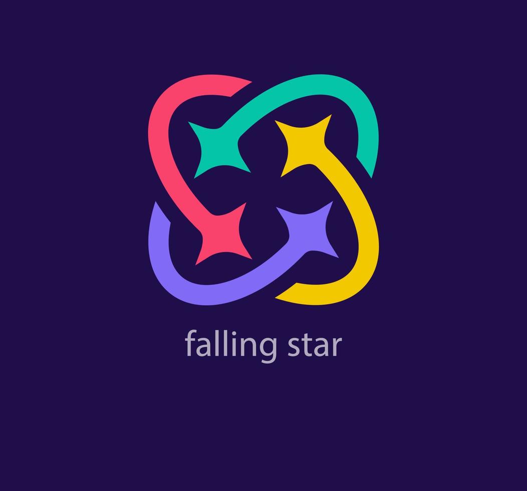 Falling star logo. Unique colors. Creative comet logo template. vector