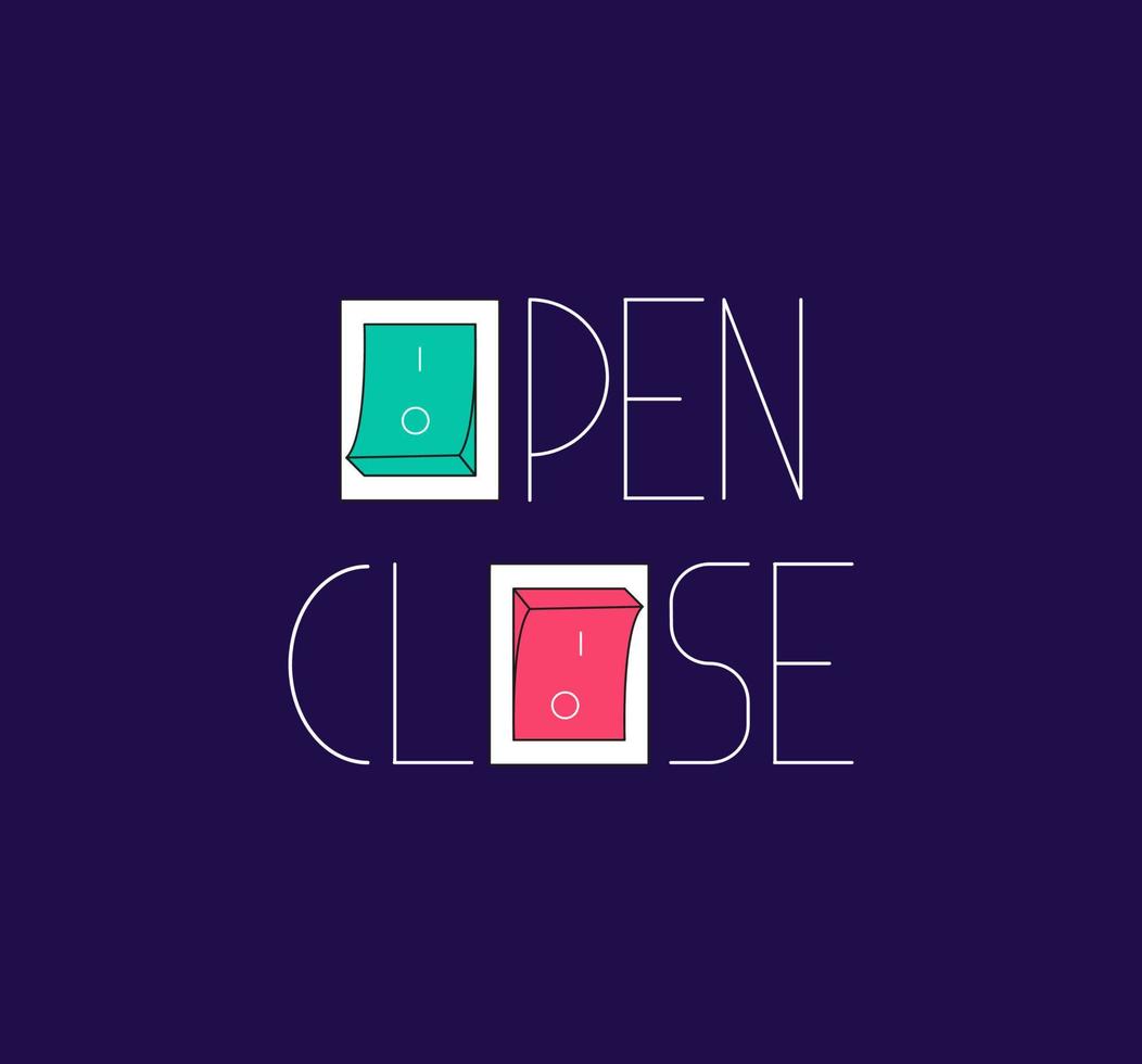 Close and open button logo design. Up down button key logo template. vector