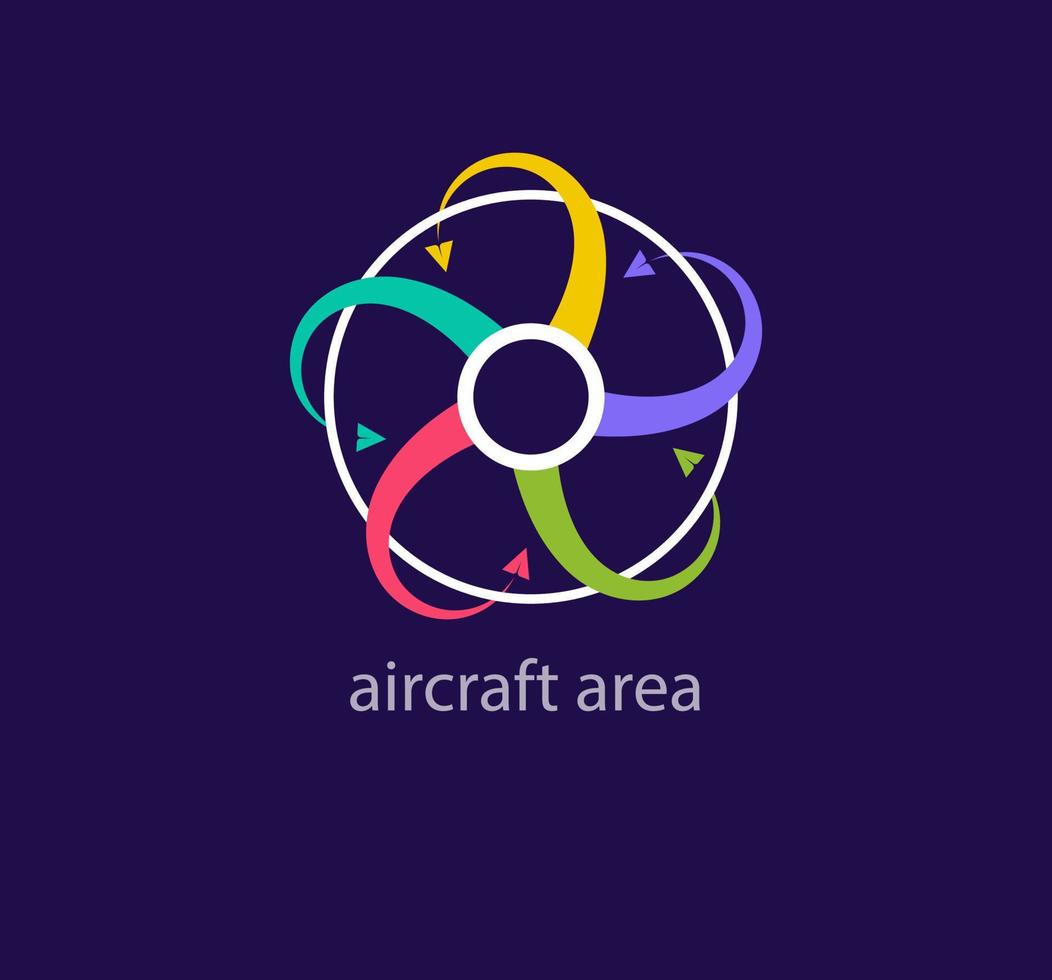 Flight area logo in round. Unique design color transitions. Creative airline airplane logo template. vector