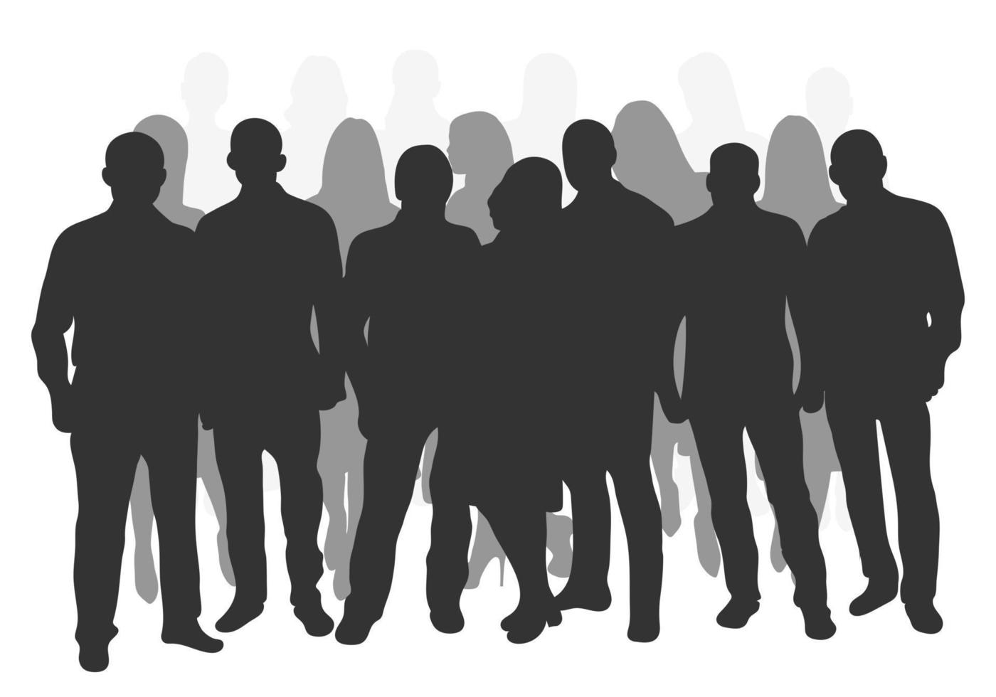 Crowd silhouette outline, group of people. Youth, business group. Isolated vector