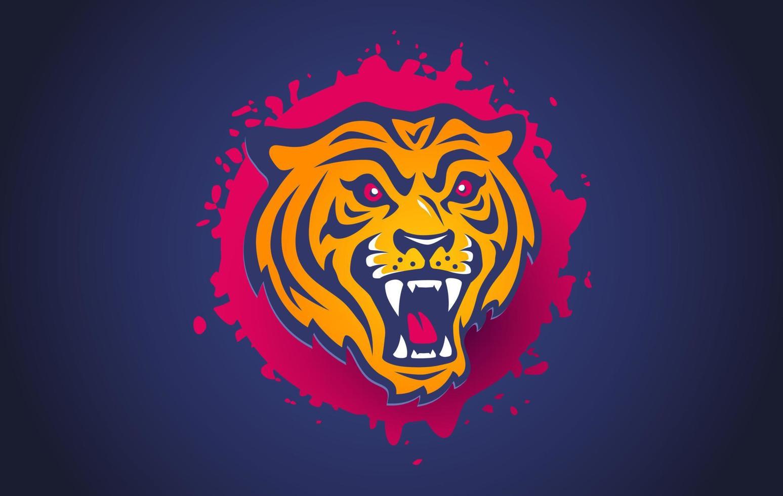 Vector retro sport logo with head of a tiger.