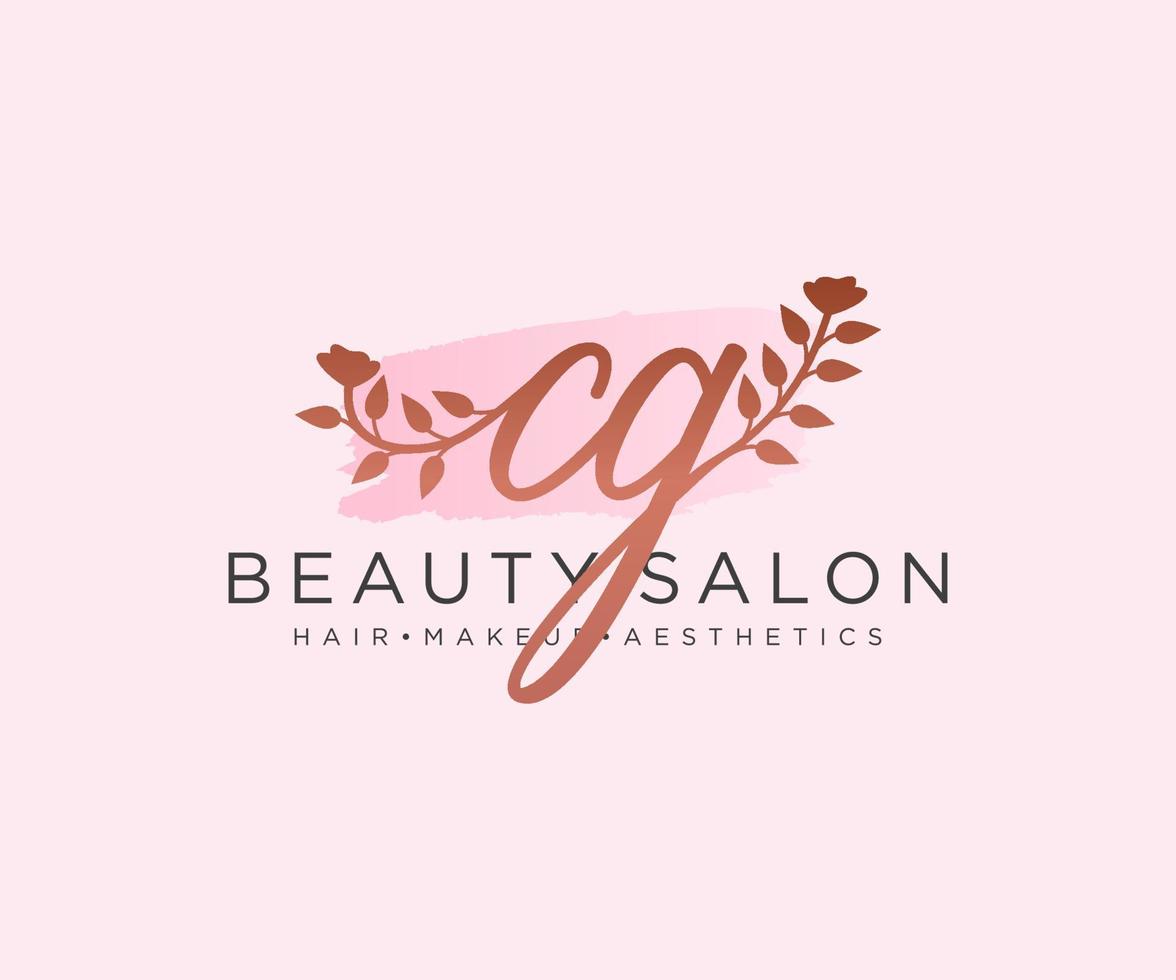 Initial CG feminine logo collections template. handwriting logo of initial signature, wedding, fashion, jewerly, boutique, floral and botanical with creative template for any company or business. vector