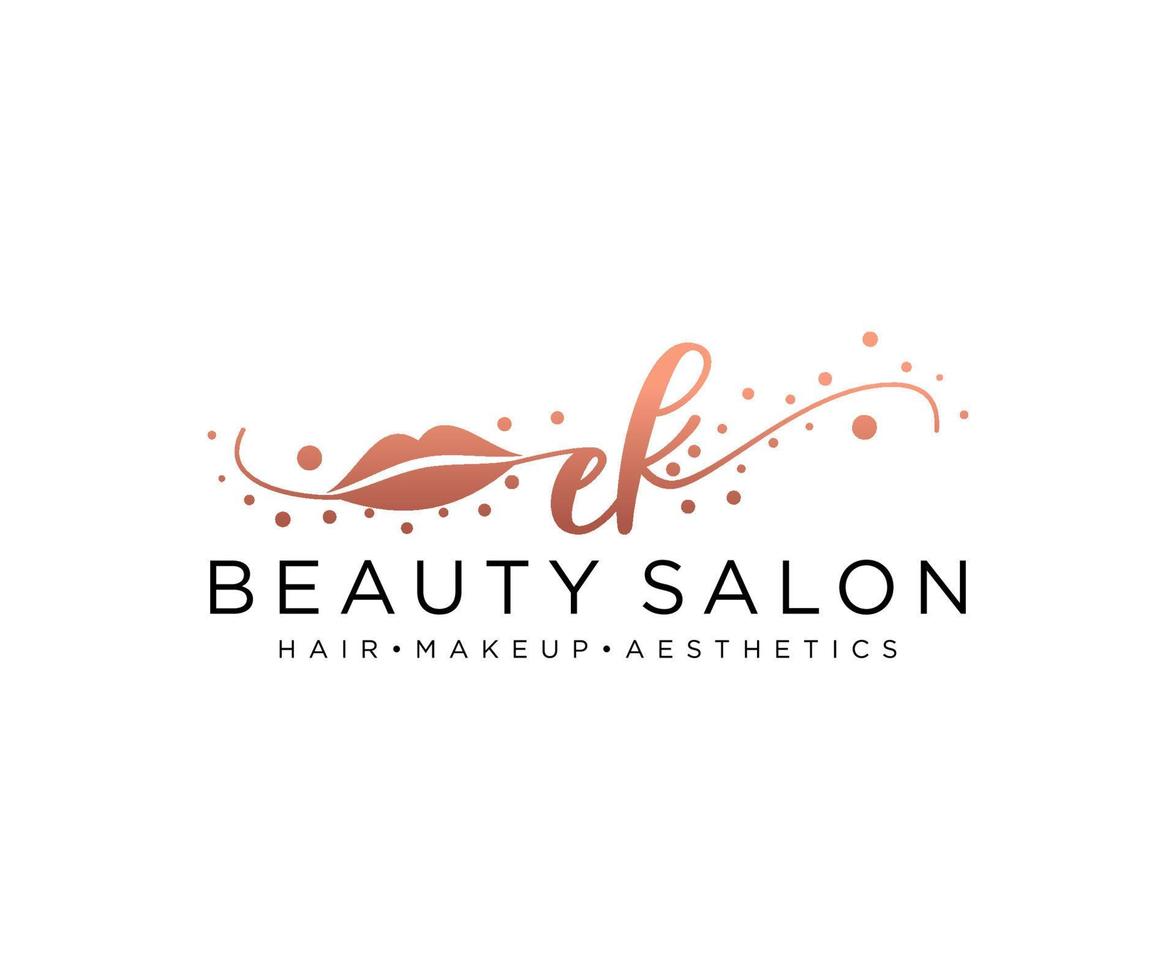 Initial EK feminine logo collections template. handwriting logo of initial signature, wedding, fashion, jewerly, boutique, floral and botanical with creative template for any company or business. vector