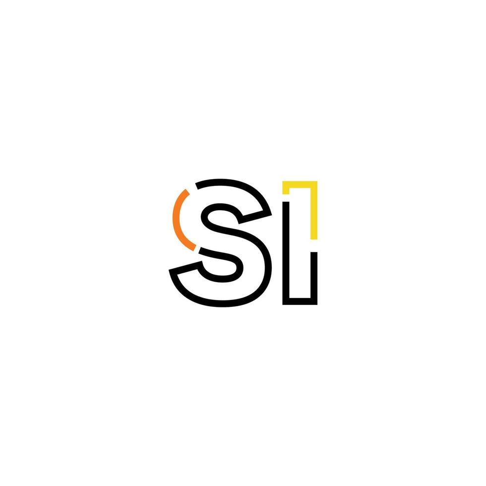 Abstract letter SI logo design with line connection for technology and digital business company. vector
