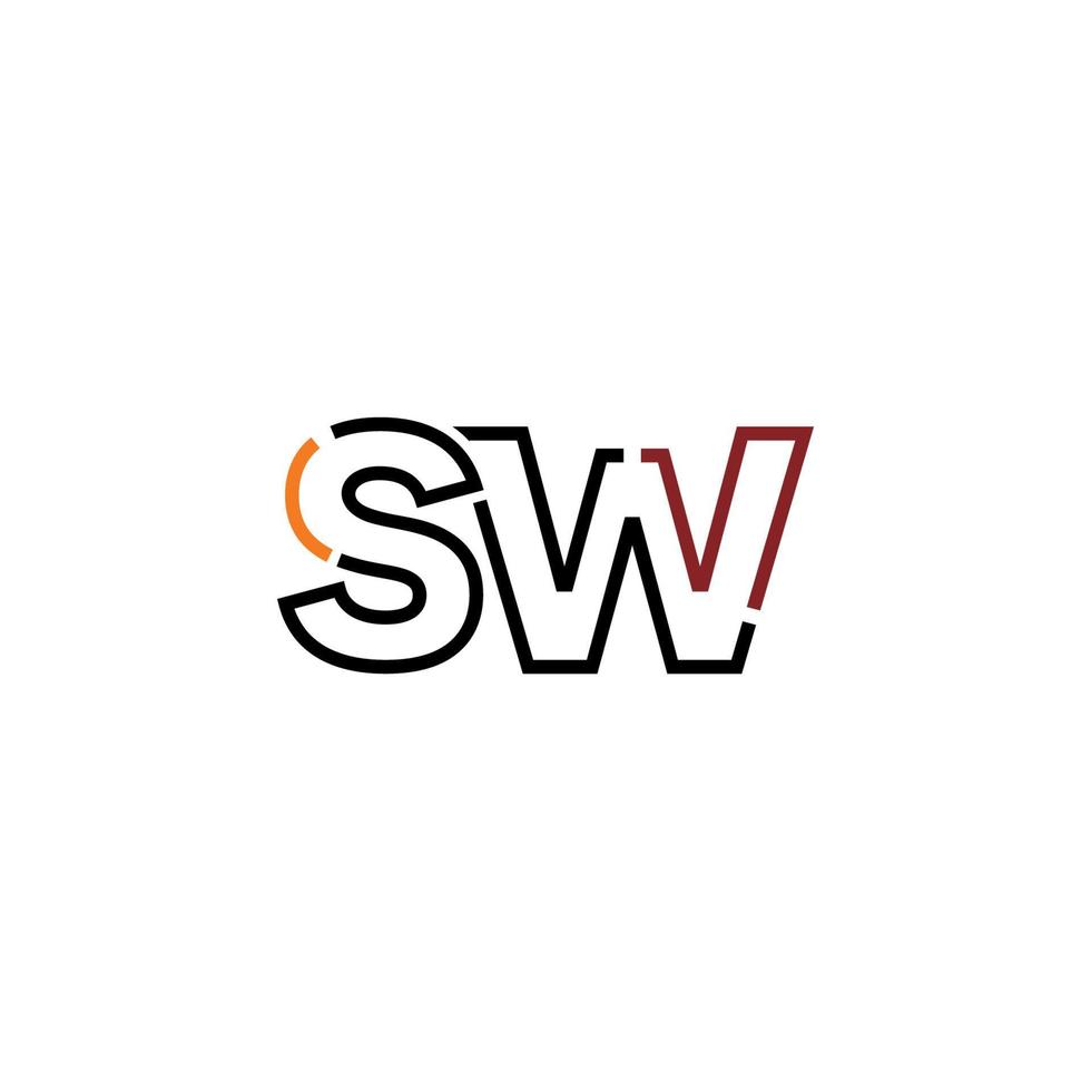 Abstract letter SW logo design with line connection for technology and digital business company. vector