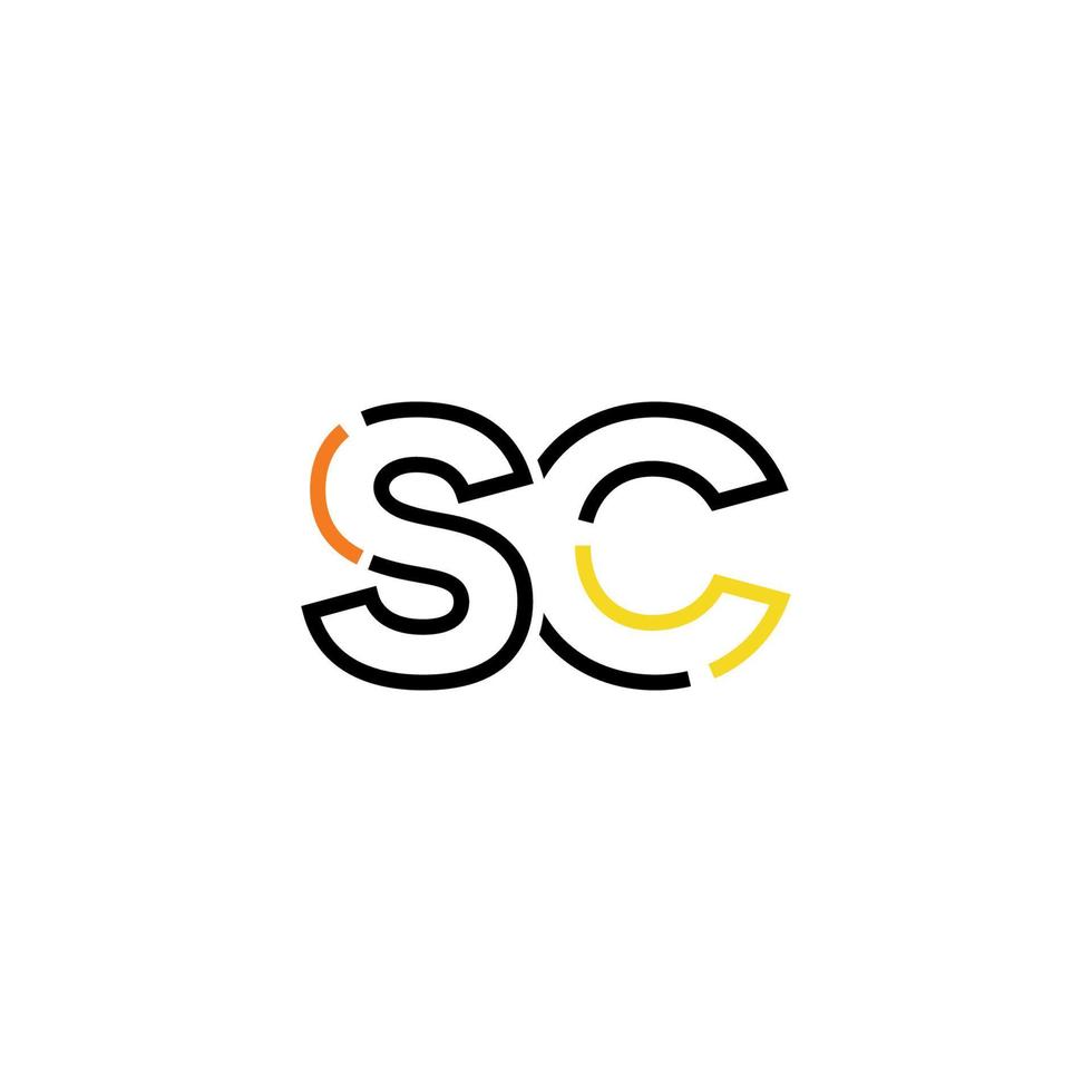 Abstract letter SC logo design with line connection for technology and digital business company. vector