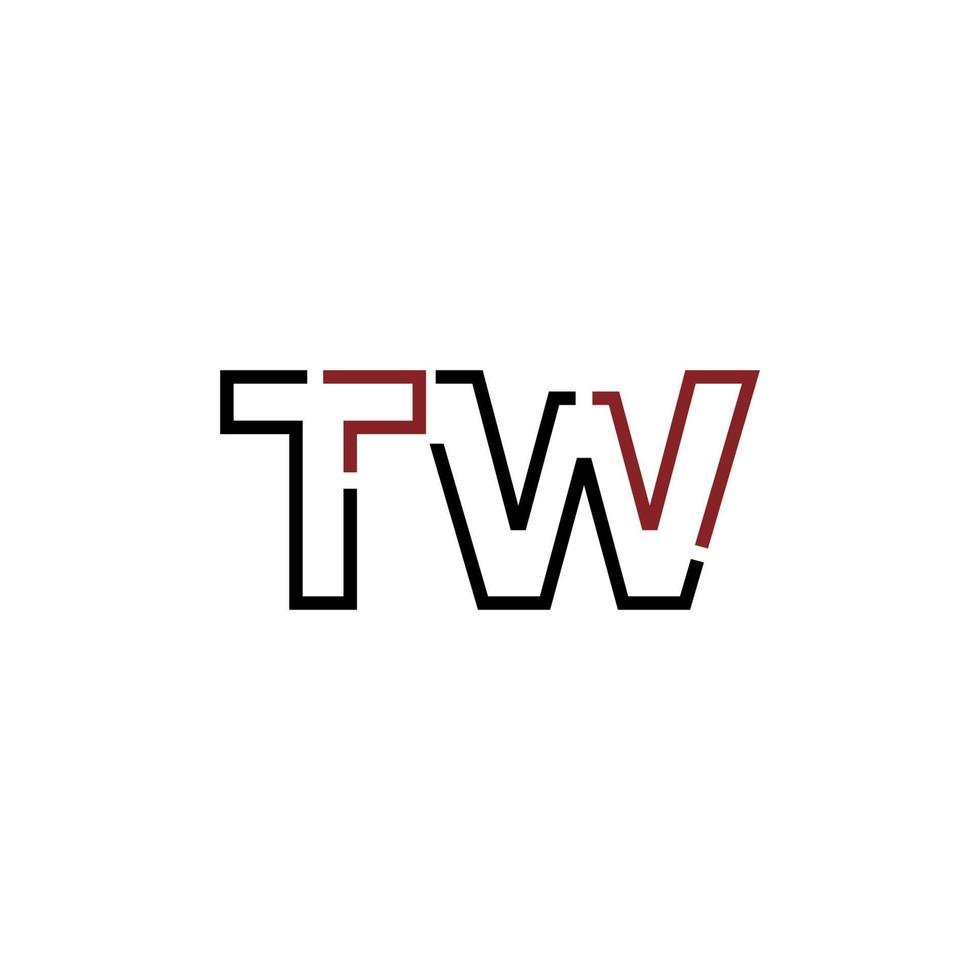 resumen letra tw logo diseño con línea conexión para tecnología y digital negocio compañía. vector