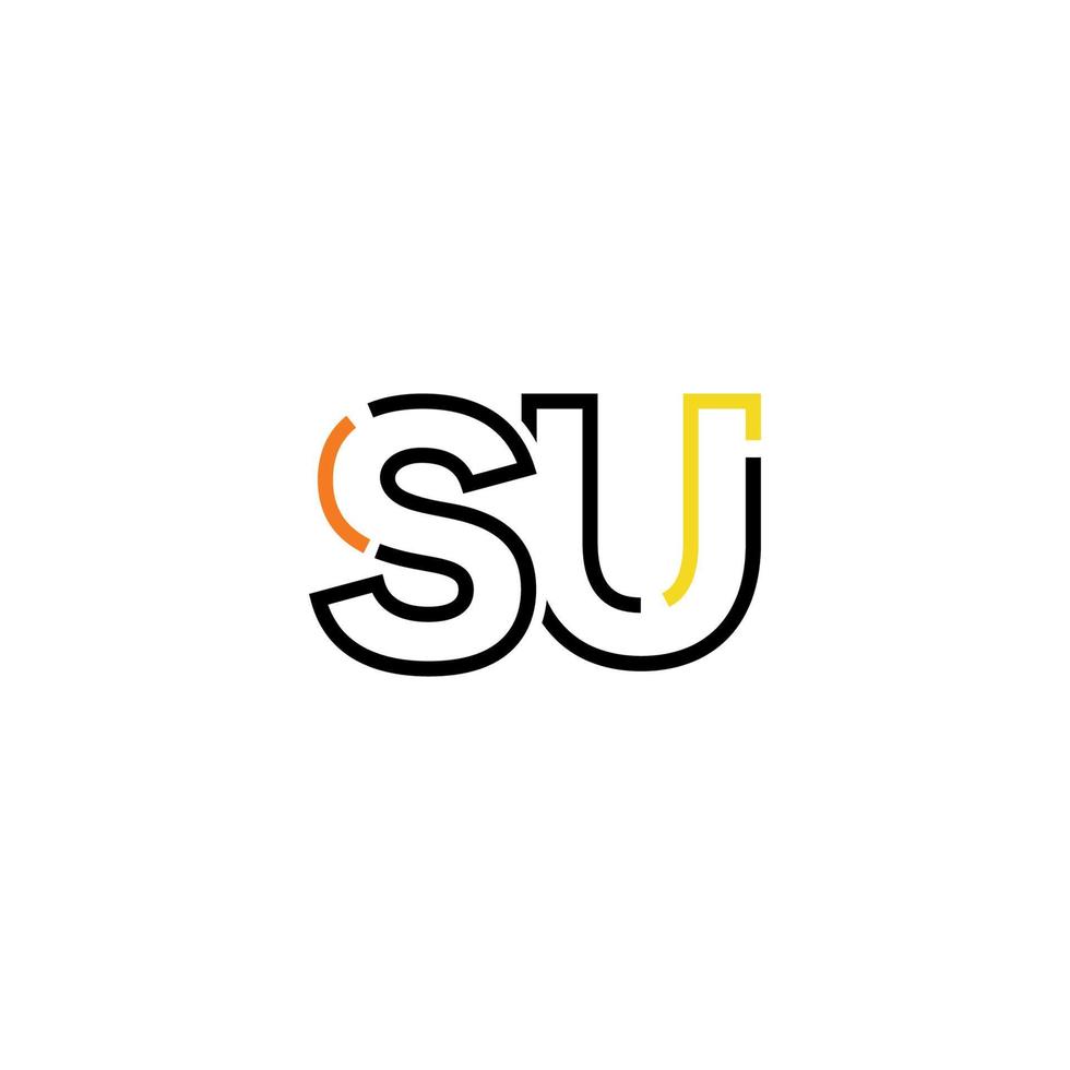 Abstract letter SU logo design with line connection for technology and digital business company. vector