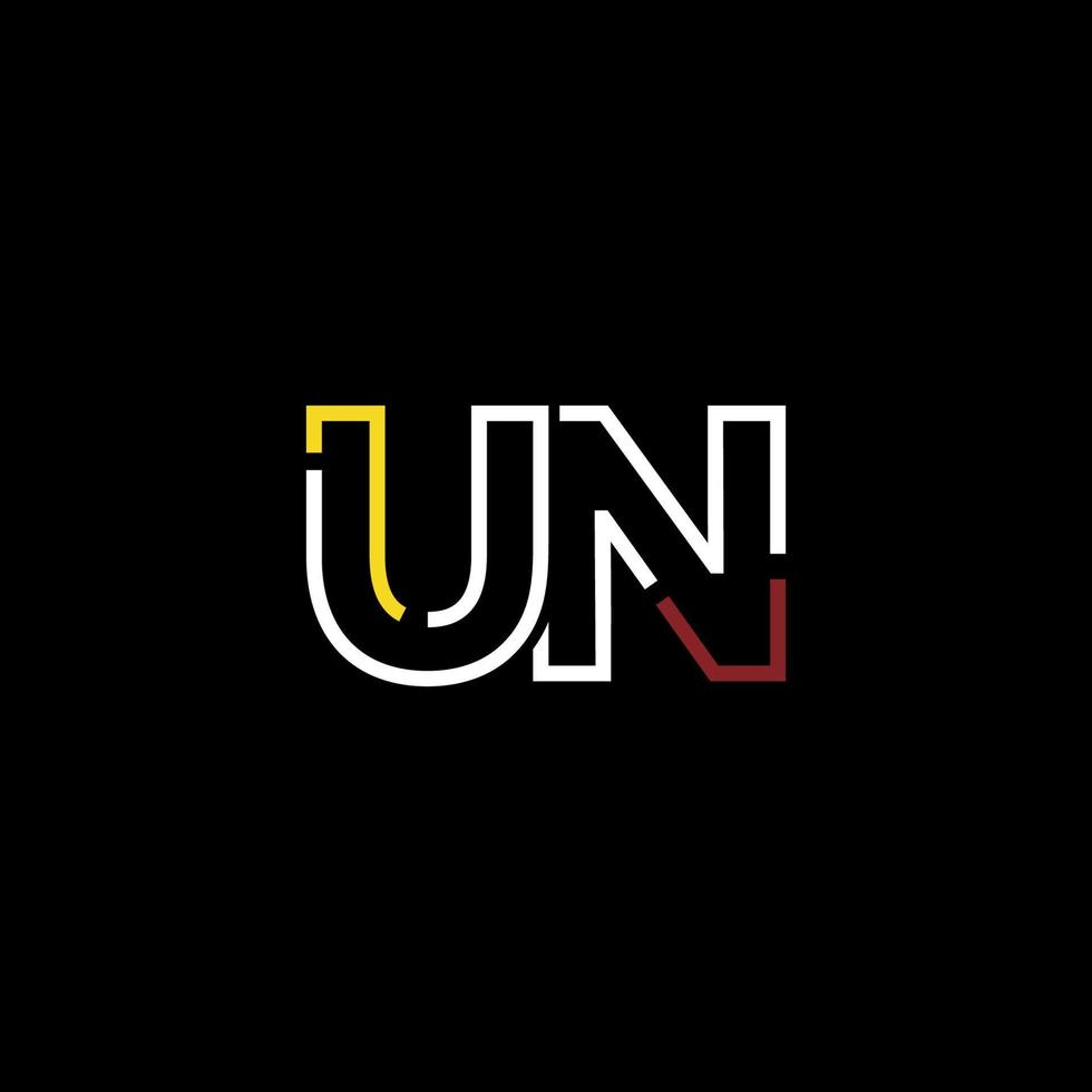 Abstract letter UN logo design with line connection for technology and digital business company. vector