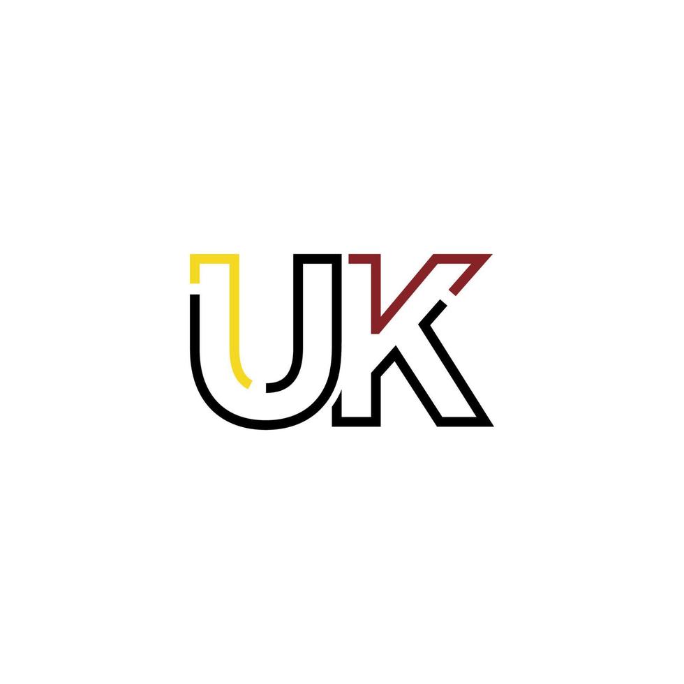 Abstract letter UK logo design with line connection for technology and digital business company. vector