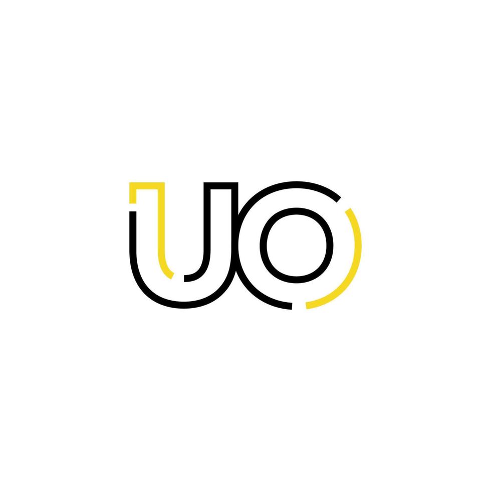 Abstract letter UO logo design with line connection for technology and digital business company. vector