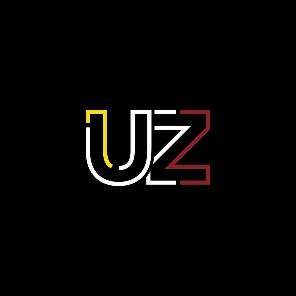 Abstract letter UZ logo design with line connection for technology and digital business company. vector