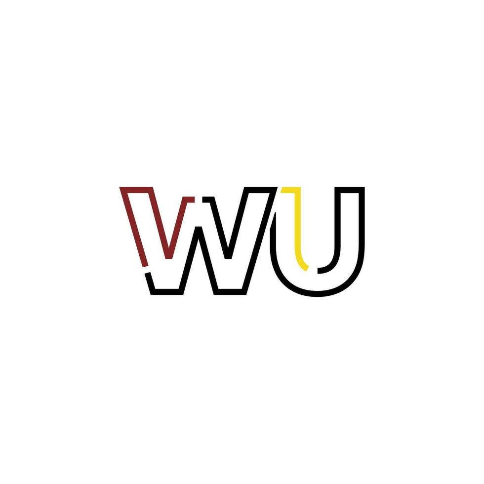 Abstract letter WU logo design with line connection for technology and digital business company. vector