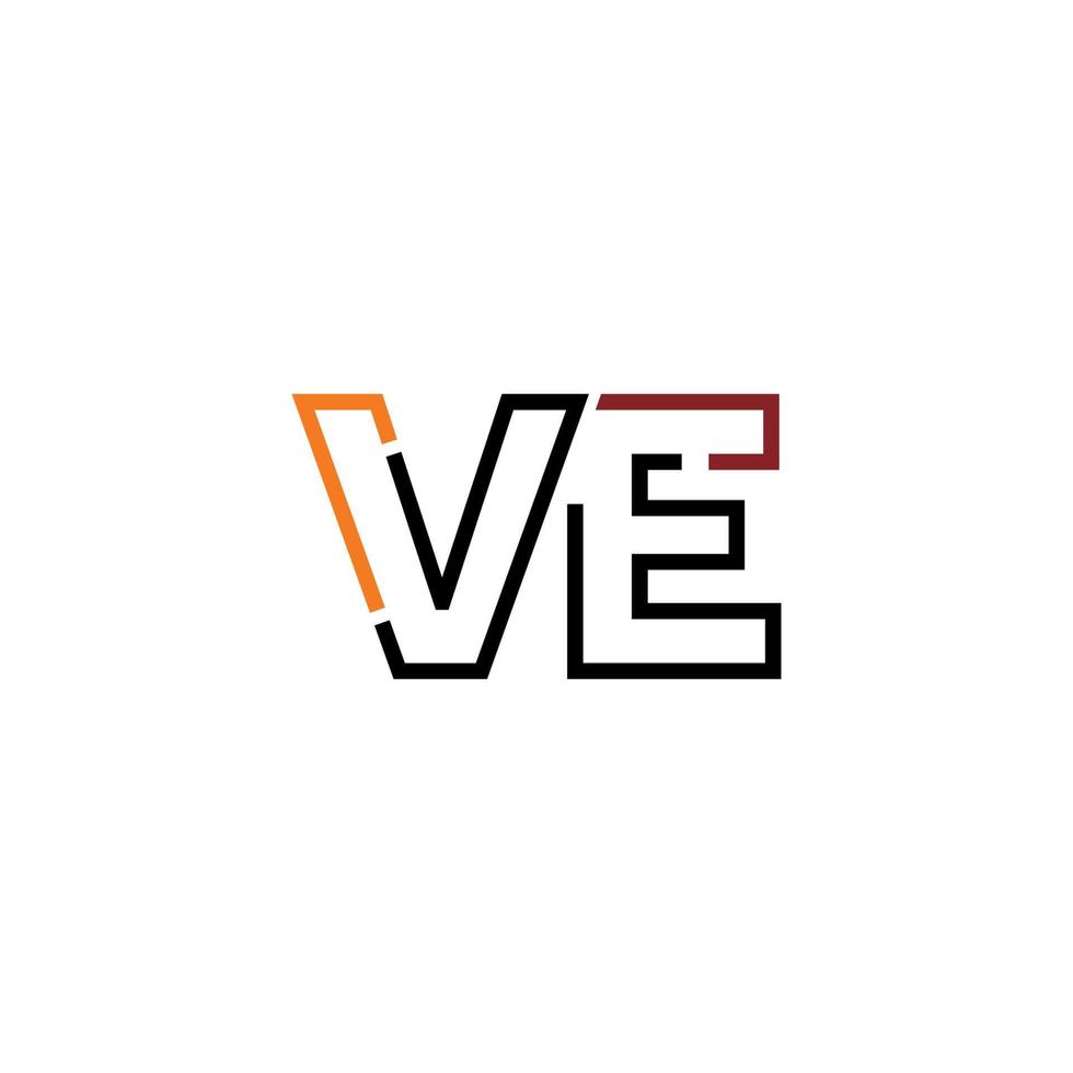 Abstract letter VE logo design with line connection for technology and digital business company. vector