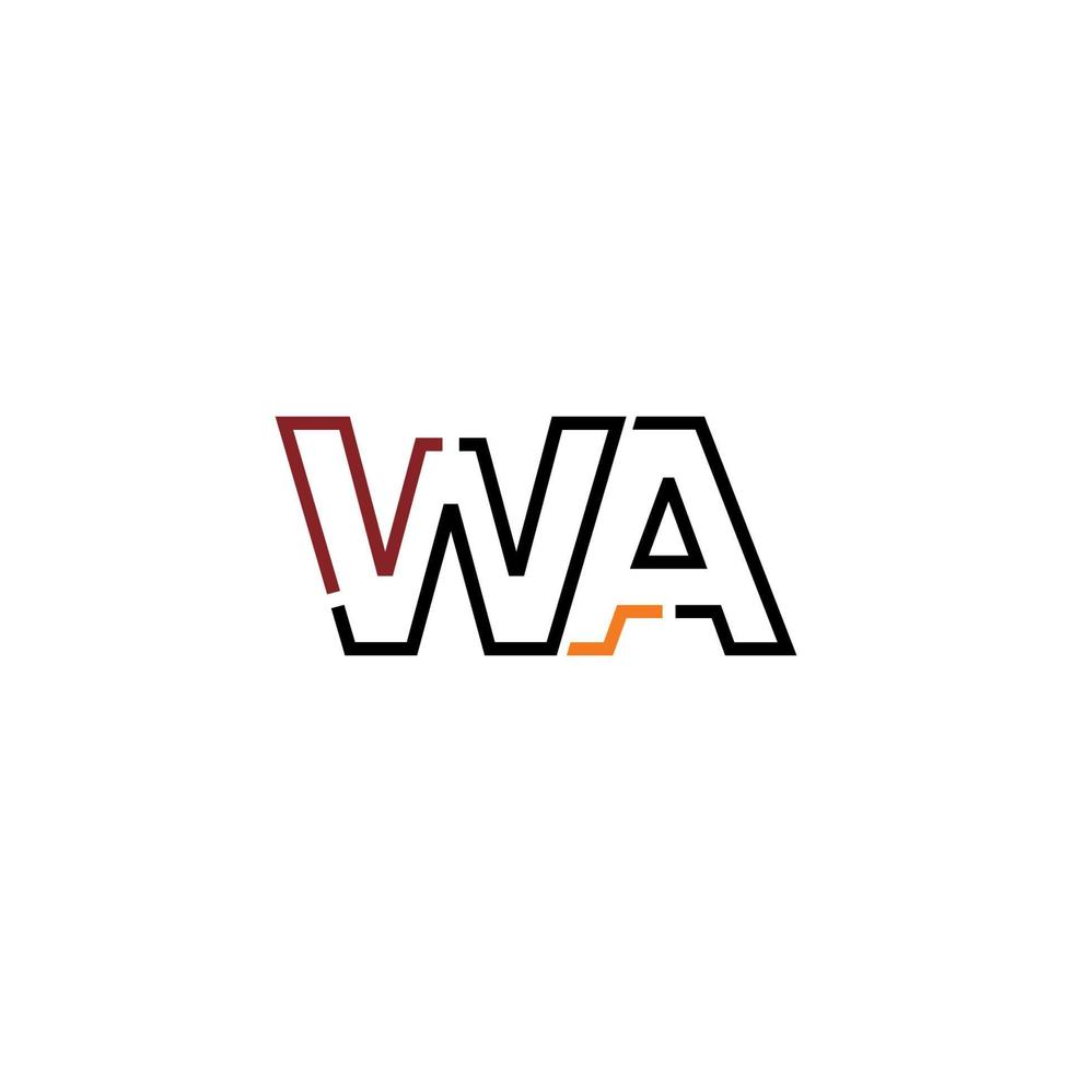 Abstract letter WA logo design with line connection for technology and digital business company. vector