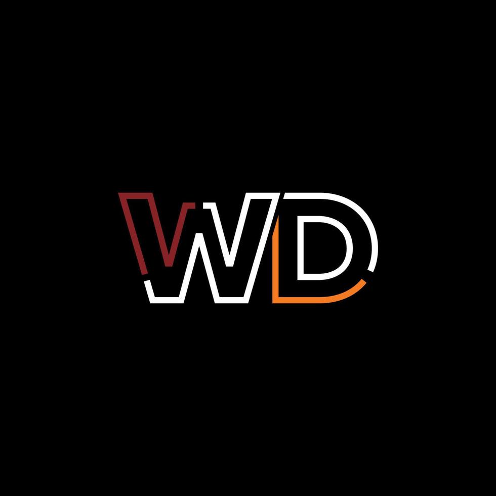 Abstract letter WD logo design with line connection for technology and digital business company. vector