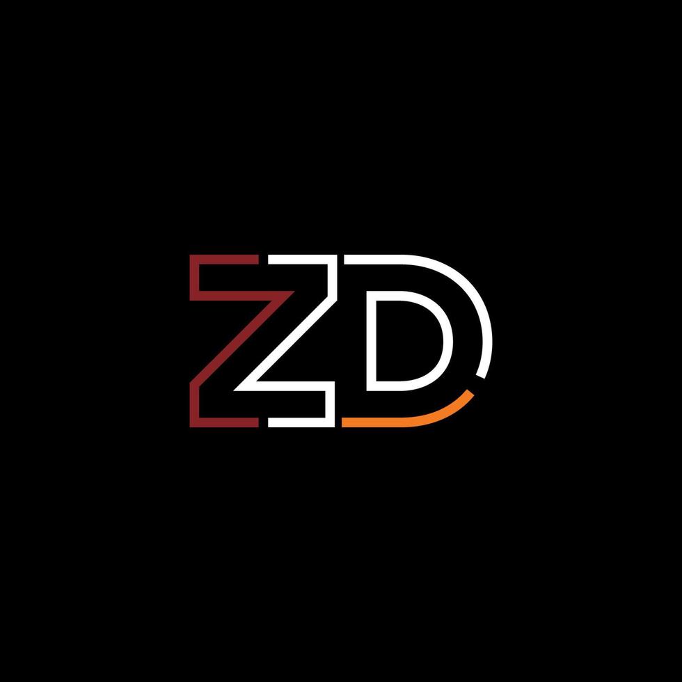 Abstract letter ZD logo design with line connection for technology and digital business company. vector