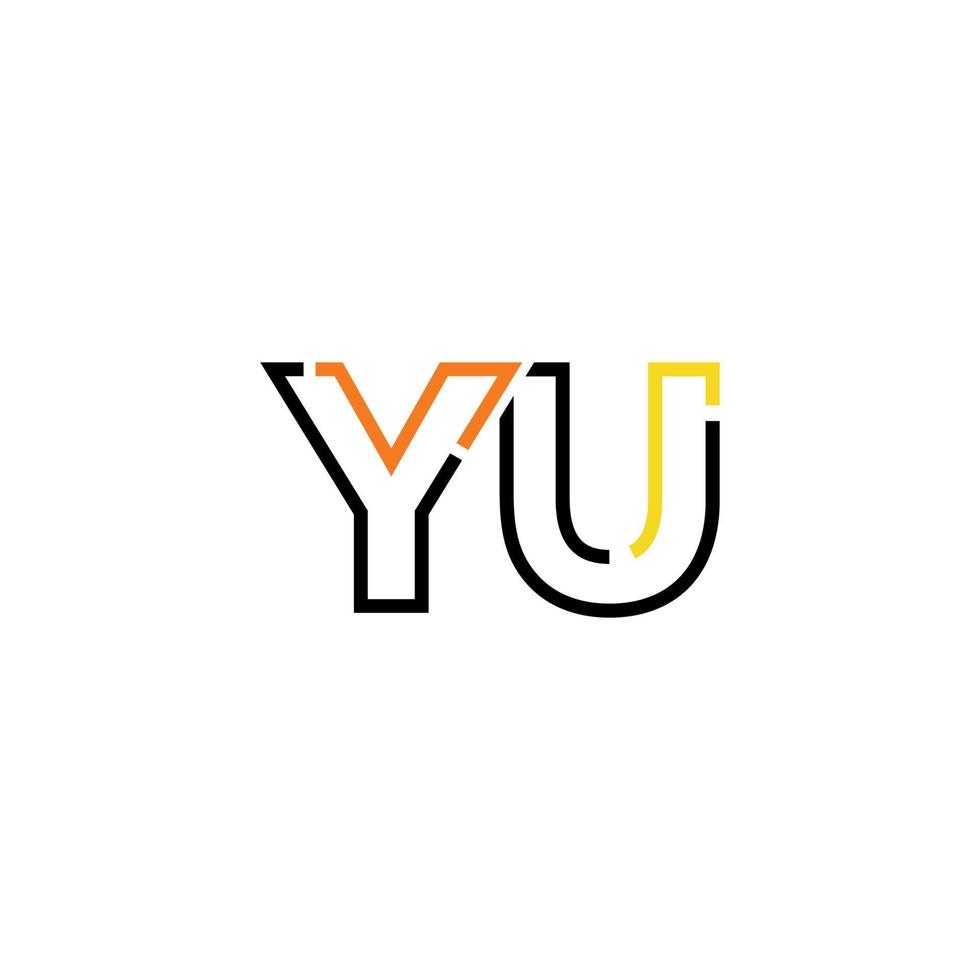 Abstract letter YU logo design with line connection for technology and digital business company. vector