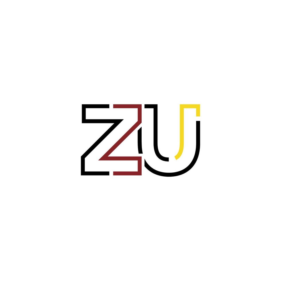 Abstract letter ZU logo design with line connection for technology and digital business company. vector