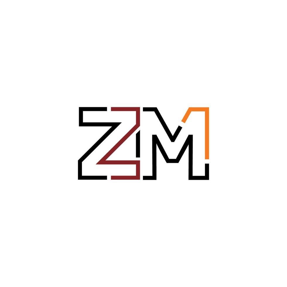 resumen letra zm logo diseño con línea conexión para tecnología y digital negocio compañía. vector