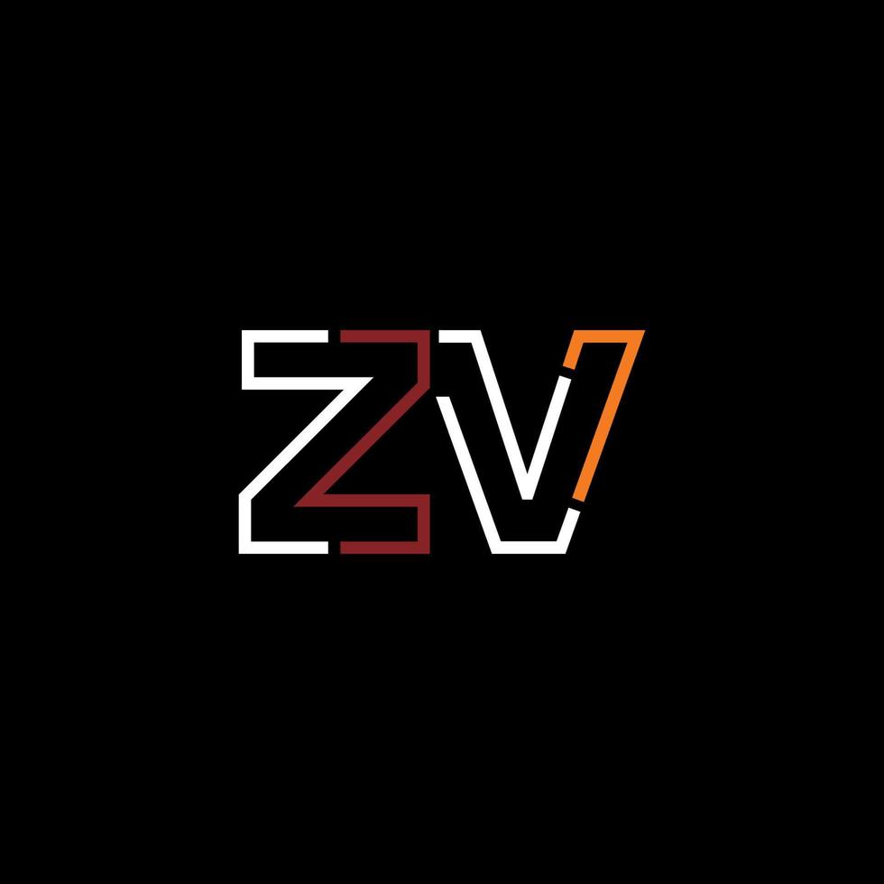 Abstract letter ZV logo design with line connection for technology and digital business company. vector