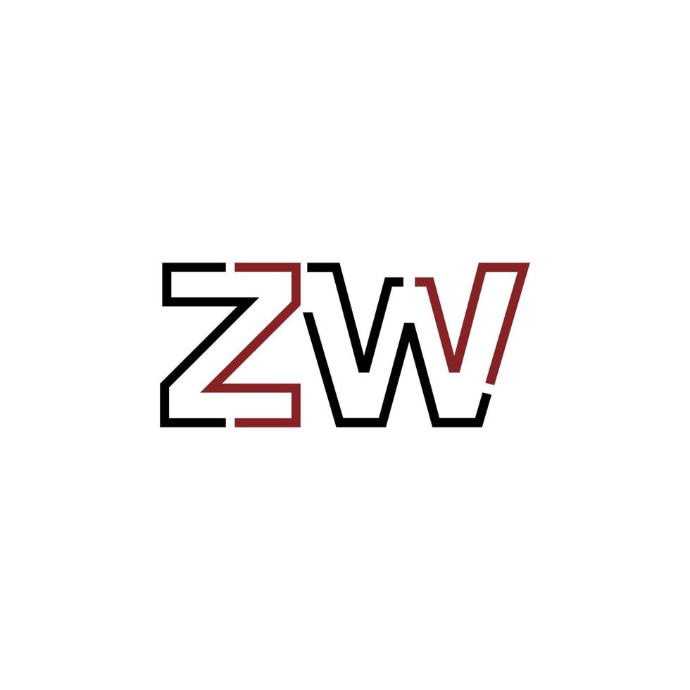 Abstract letter ZW logo design with line connection for technology and digital business company. vector