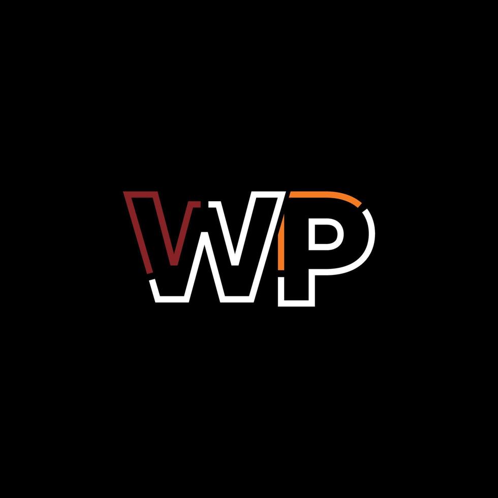 Abstract letter WP logo design with line connection for technology and digital business company. vector