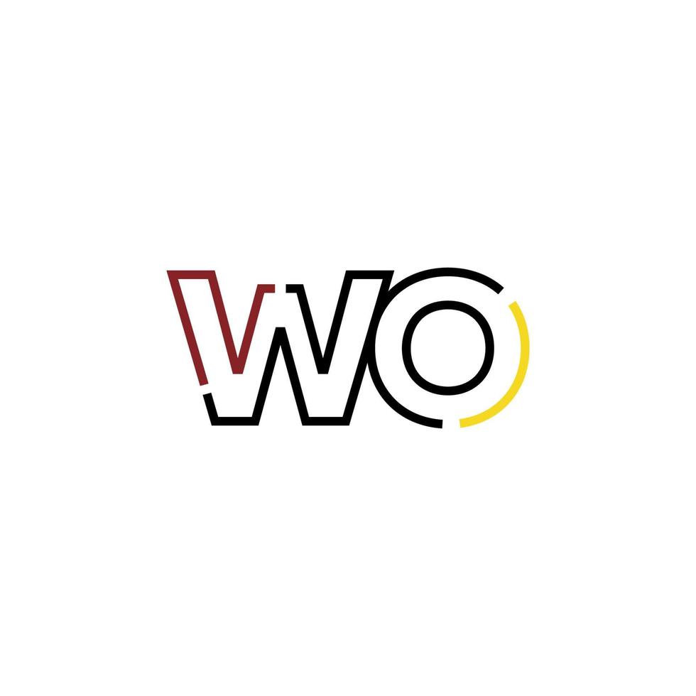 Abstract letter WO logo design with line connection for technology and digital business company. vector
