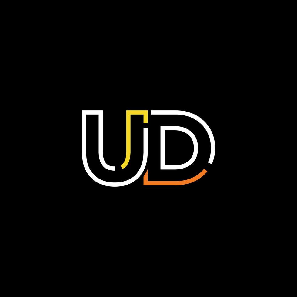 Abstract letter UD logo design with line connection for technology and digital business company. vector