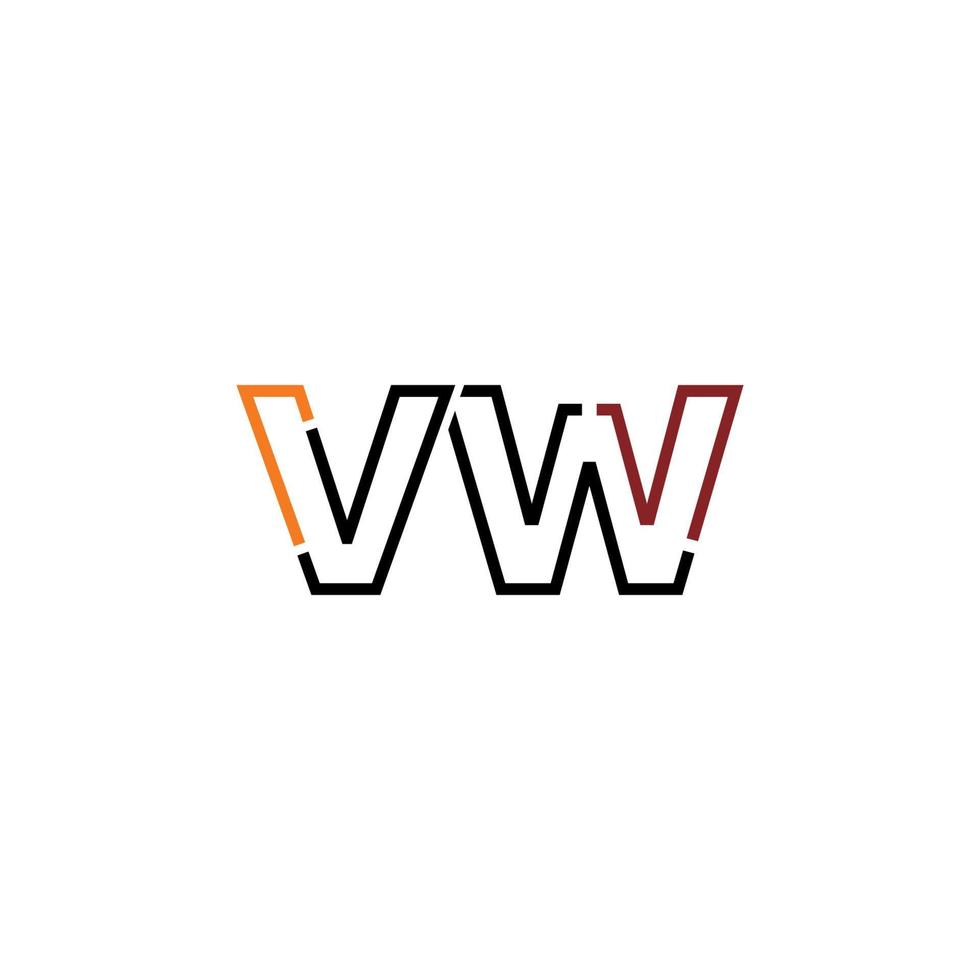 Abstract letter VW logo design with line connection for technology and digital business company. vector