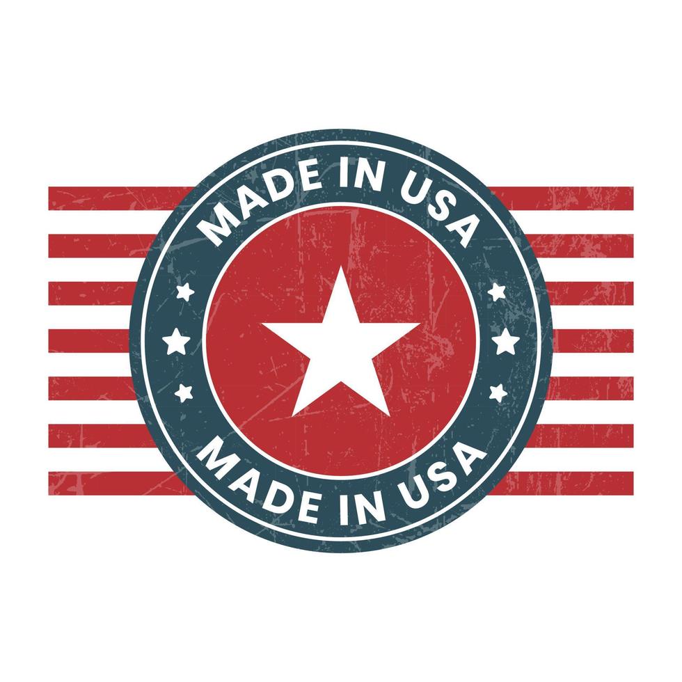 hecho en Estados Unidos insignia, hecho en el Estados Unidos emblema, americano bandera, hecho en Estados Unidos sello, iconos, etiqueta, estampilla, pegatina, estrella vector ilustración diseño para negocio y rebaja con grunge textura