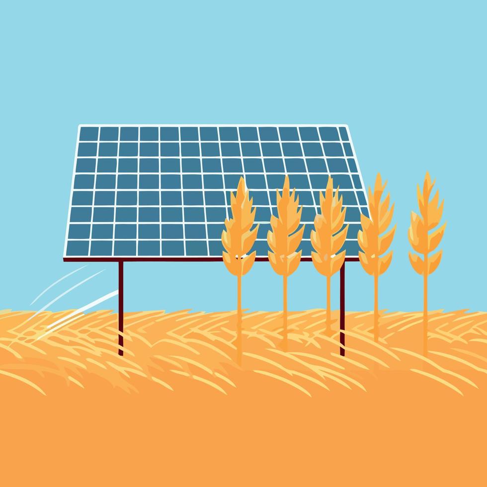 solar energy panels on a field vector