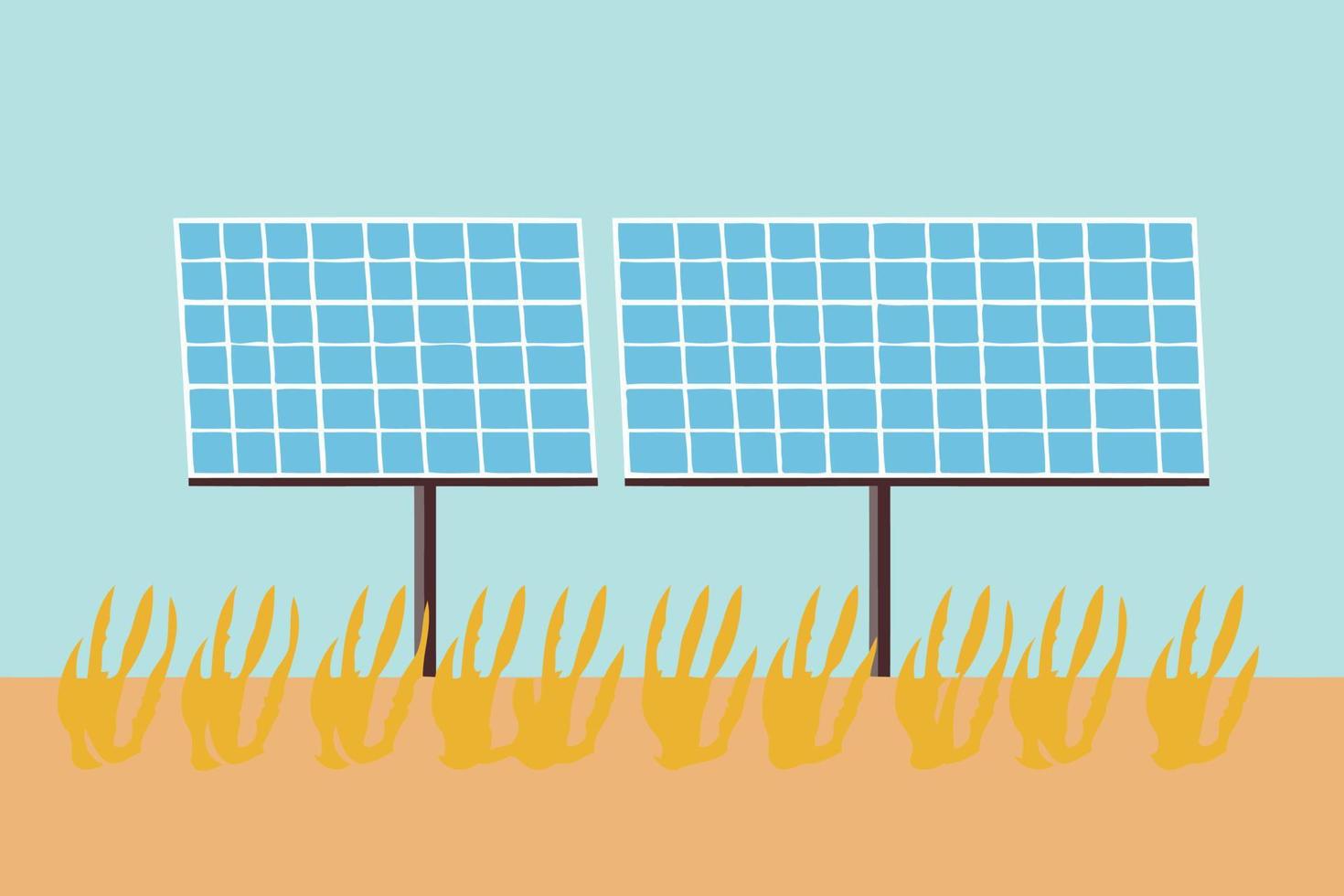 solar energy panels on a field vector
